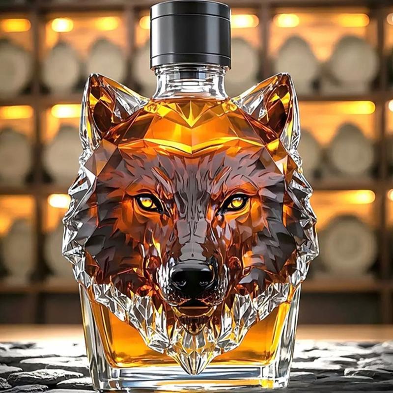 Artistic Wolf Head Decanter High Borosilicate Glass Wine Bottle Bourbon Dispenser For Gift And Collectors Home Bar