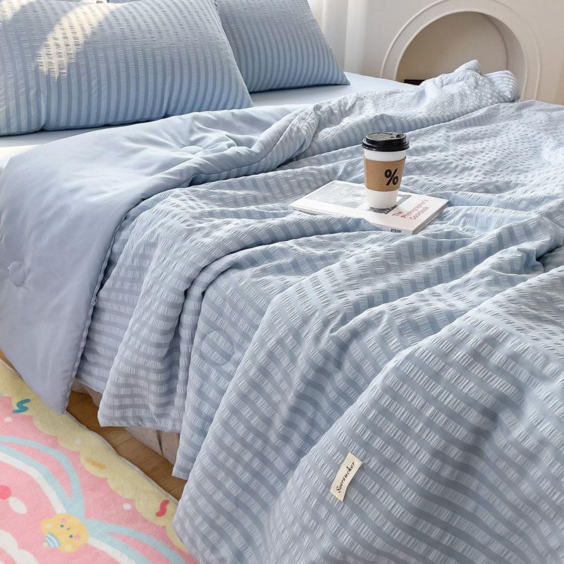 Washed Cotton Plaid Quilt, Air Condition Thin Comforter, Blanket Bedspread, Single, Double, Queen, King Bed Coverlet, Summer