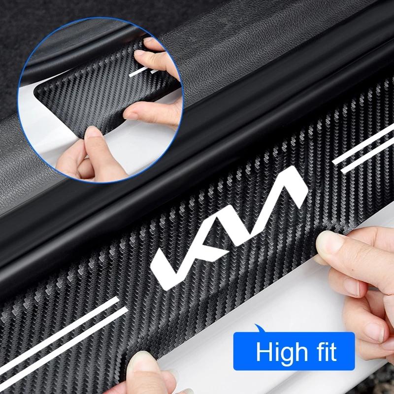 TWBQ7 Car Door Sill Plate Protective Stickers Anti Scratch Decal For KIA KN K3 K5 Sportage Sorento Picanto Ceed RIO 2 3 4 Accessories