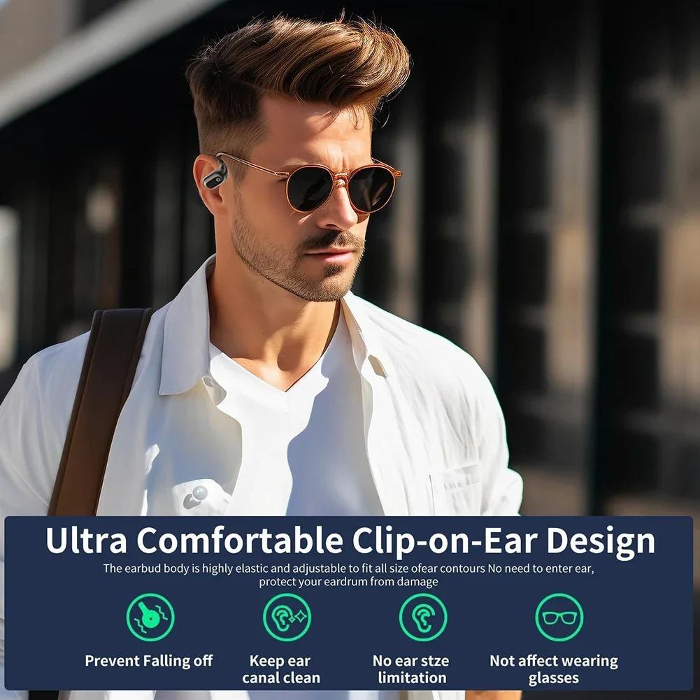 Bluetooth 5.4 Earphones Wireless Ear Hook Headphones Noise Reduction LED Display Headsets HiFi Stereo Earbuds