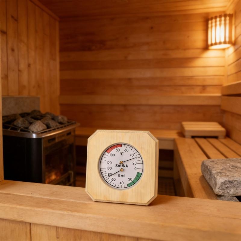 Professional Wooden Hygrometer Thermometers with Clear Readability Wood Humidity Temperature Gauges for Sauna Rooms