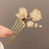 New U Shape Hair Clip Flower Design Alloy Hair Pin Magnolia Elegant Decorative Headwear Hairstyle