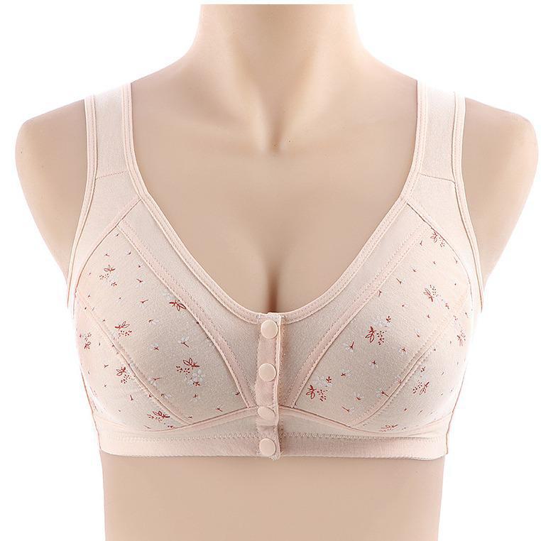 2024 Front Buckle Cotton Bras for Middle-Aged and Elderly Mothers - No Underwire, Vest Style, Supportive Fit