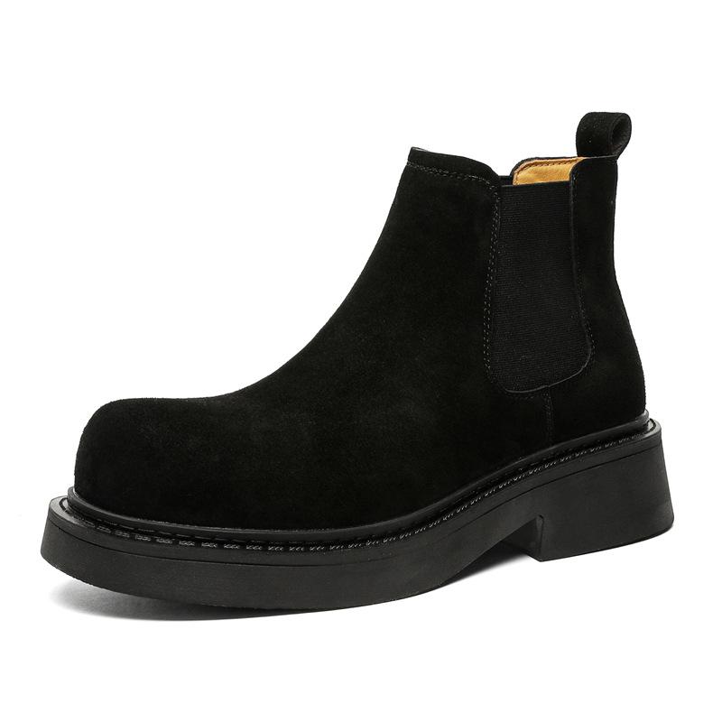 

Chelsea boots men s 2024 new British style retro big head Martin boots men s one-pedal 22185-J 38 чёрный