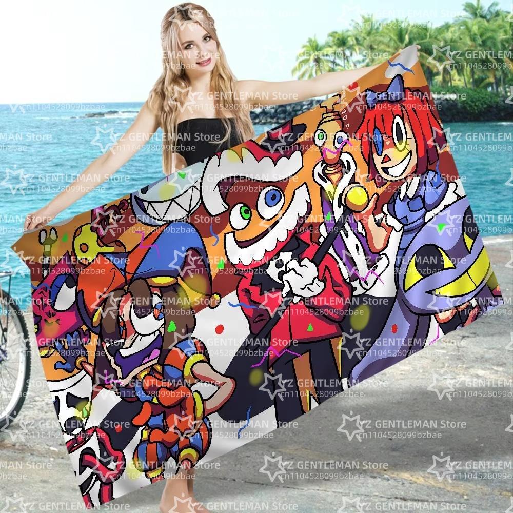 Popular Anime The Amazing Digital Circus Bath Towel Microfiber Soft Water Absorbing Breathable For Girl Kids Cartoon Beach Towel