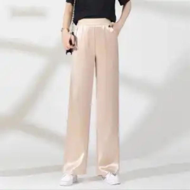 Damen High Waist Weite Beine Hose Einfarbige Lässige Gerade Hose