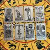 Hexagram Gold Foil Tarot Cards with Rose Pattern, 78 Cards Rider Tarot Deck 12*7cm, with Paper Instruction Guide