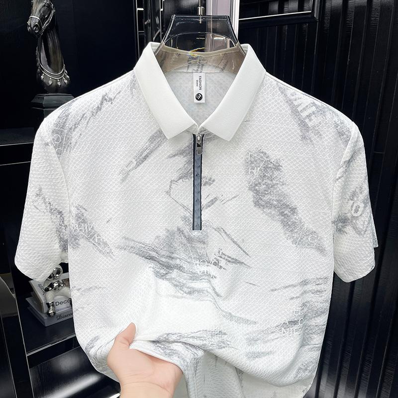 Short Sleeve Polo Shirt Men's Lapel Collar Printed Top Summer T-Shirt