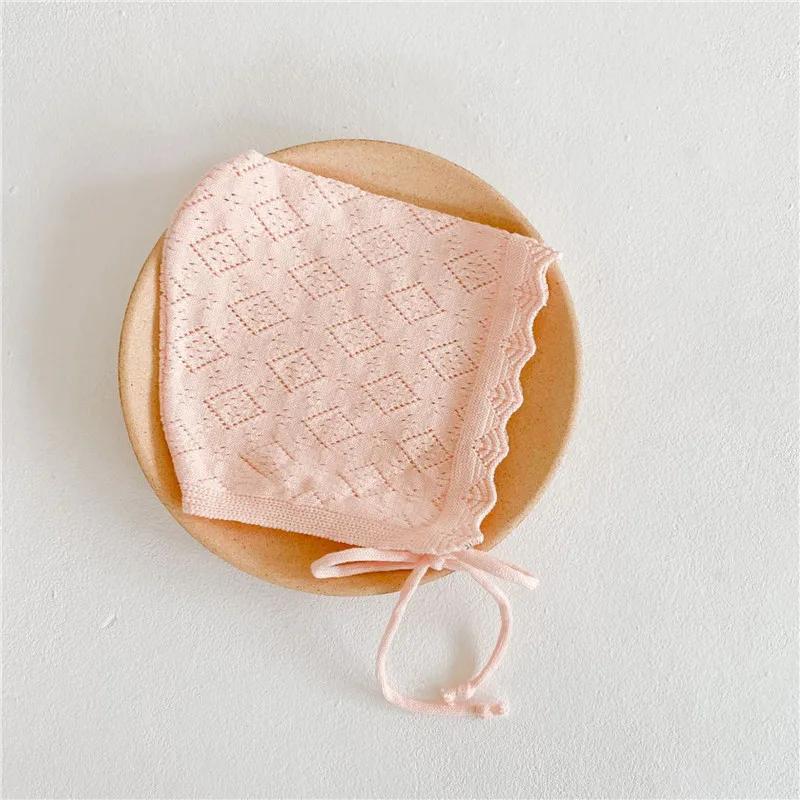 Baby Mädchen Hüte Baumwolle Einfarbig Neugeborenen Mütze Kappen für 0-24 Monate Säugling Kleinkind Strickmütze mit Spitze Blumen Kinder Kopftuch