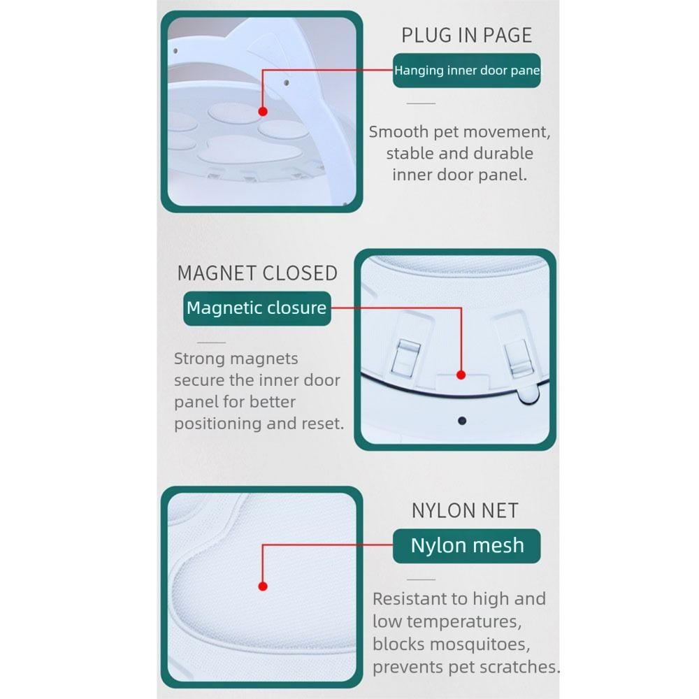 4 Ways Locking Flap Cat Door Sturdy Construction Cats Window Gate Cute Pet Screen Door  Small Pets