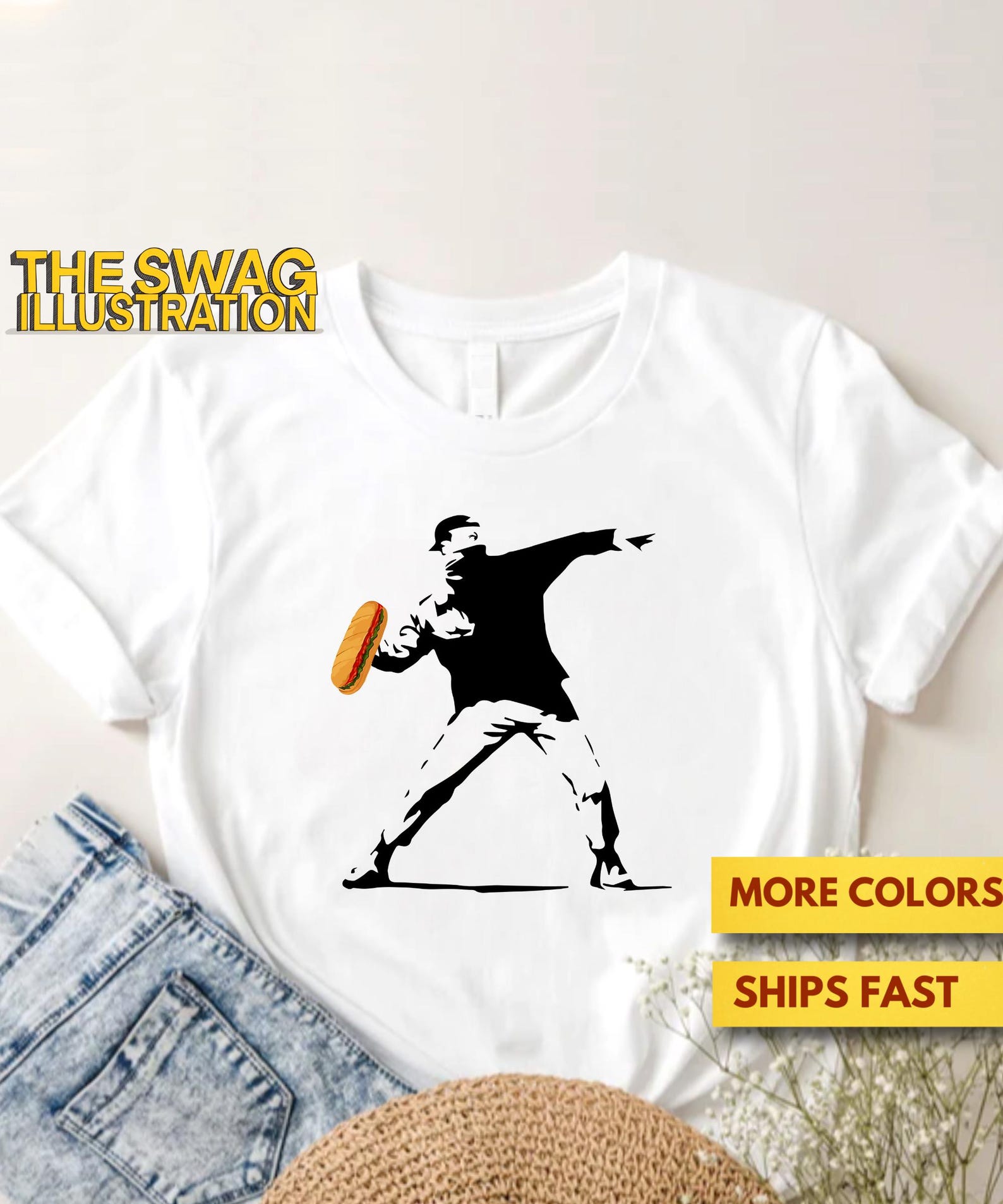 Free DC Shirt, Free DC Sandwich Guy Shirt, Protestor Throwing Sandwich, Anti Fascism, Anti Trump, Political Awareness Shirt, FDT Premium Tee 4XL