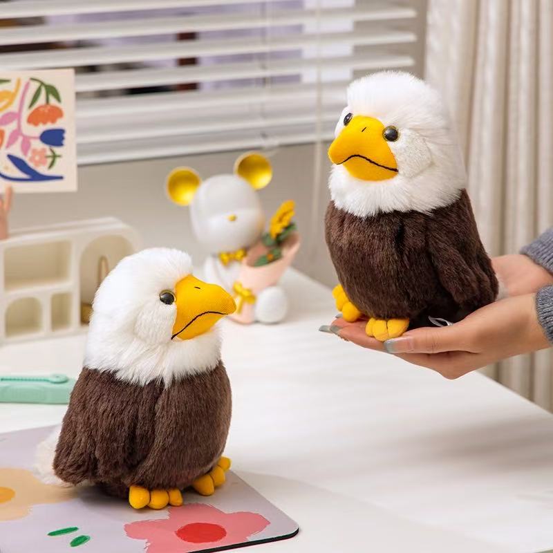 17cm simulation bald eagle stuffed plush toy figurine cartoon anime cute pillow cushion children's birthday gift fun doll
