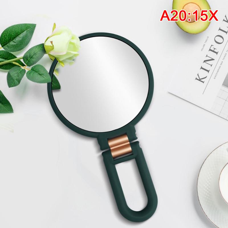Beauty Double-Sided Mirror Magnifying Round Mirror Makeup Mirror Folding Portable Mirror Handle Mirror