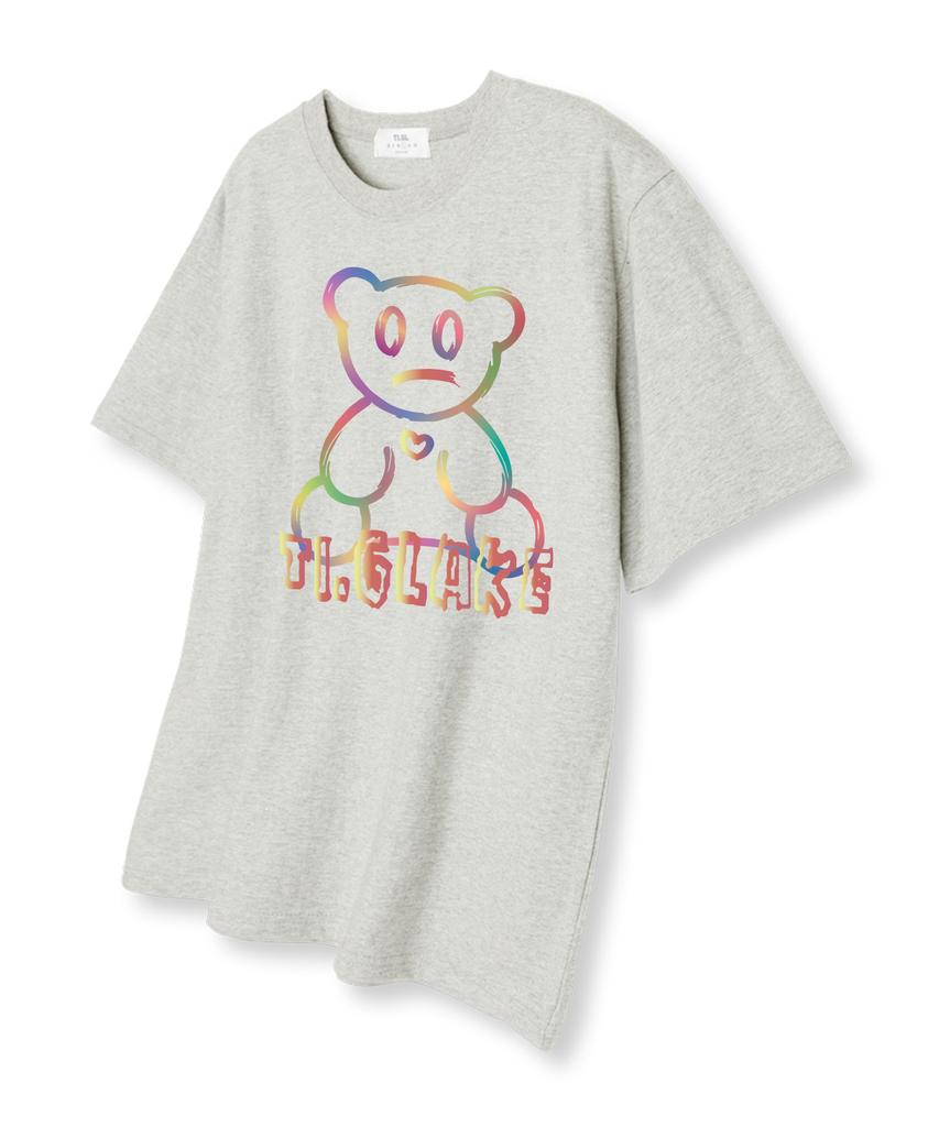 TI.GLAKE Rainbow Bear Short Sleeve T-Shirt Oatmeal