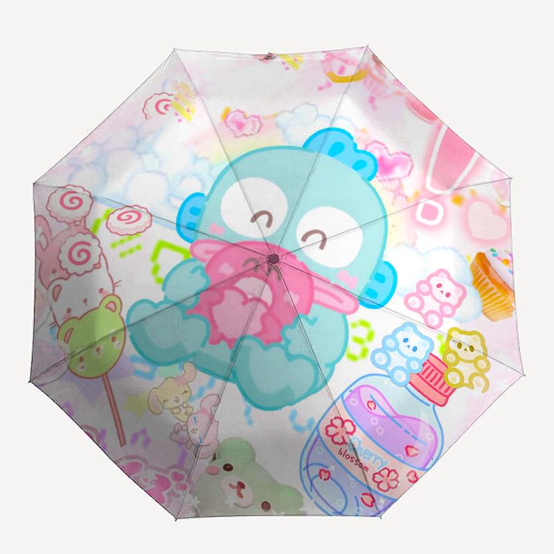 1pc Cherry Blossom Kawaii Umbrella - Automatic Open/Closed, Portable 3-Fold Design, 8-Bone Iron Frame Outdoor Umbrella, Perfect Festival Gift for Fans