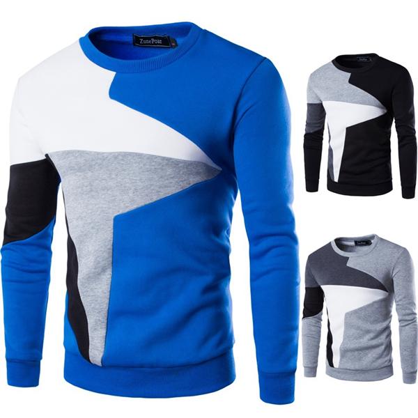 Men's Casual Longsleeved Wind Hit The Color Stitching Hedging Sweater