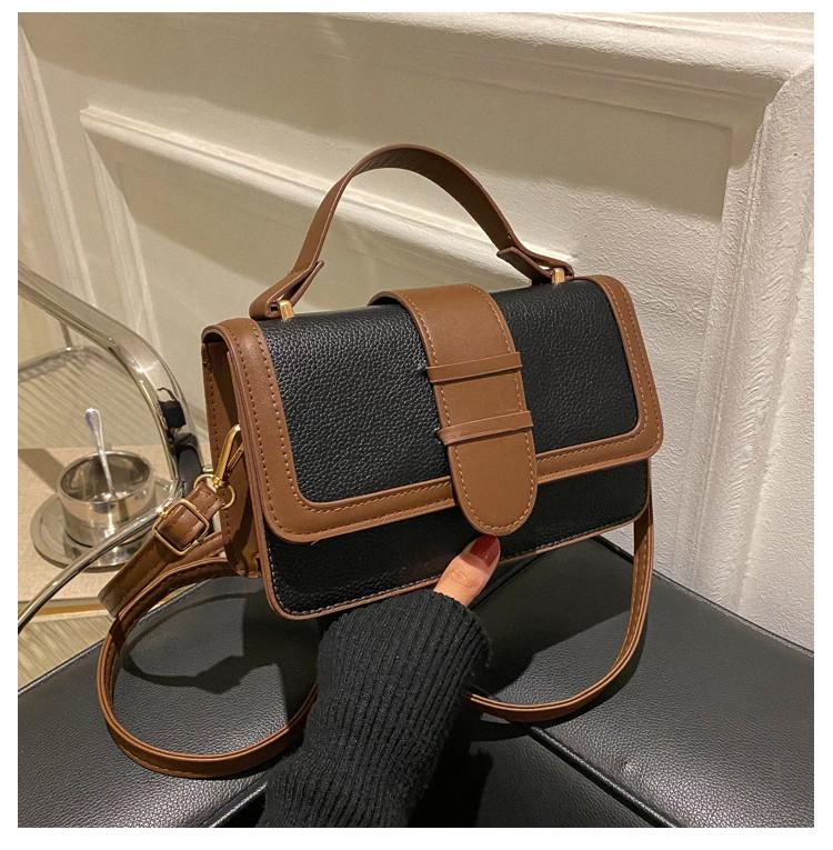 

Stylish Retro Patchwork Handbag Women s Urban Minimalist Pu Small Square Bag Female Single Shoulder Crossbody Bag чёрный