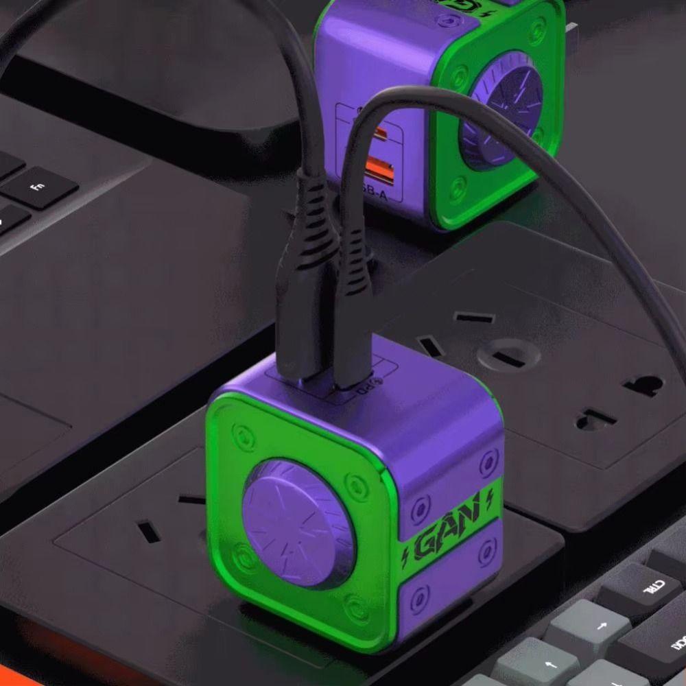 30W Power GaN Gyroscope Charger Dual Ports Fidget Spinner Charger 30W GaN Fast Charger Travel Use