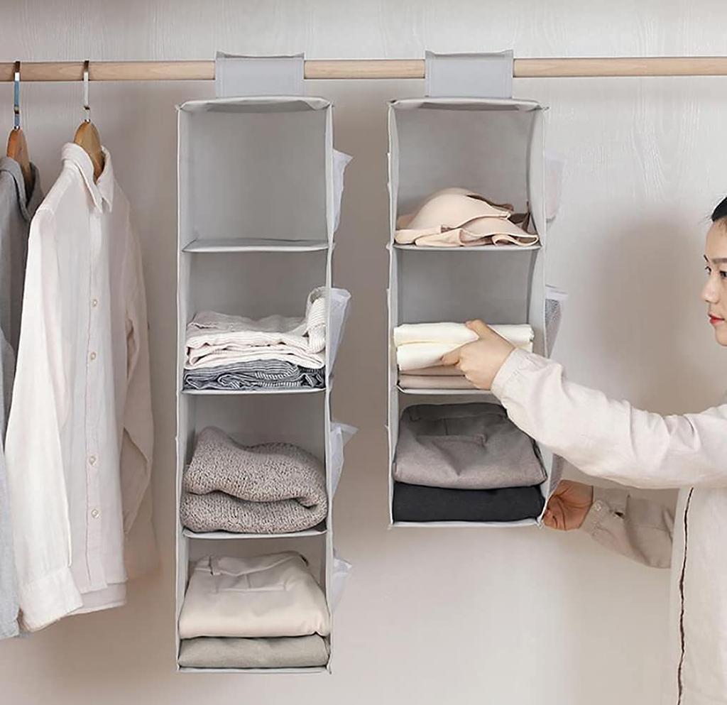Hanging Storage Clothes 4 Closet Hanging Storage for Bath 12 Large Foldable Rack, Tiers, Storage, Towels, Hats, Clothes, Underwear, Towels, Pockets,