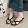 2025 new cross-band niche design simple back strap low heel versatile Roman sandals women's shoes