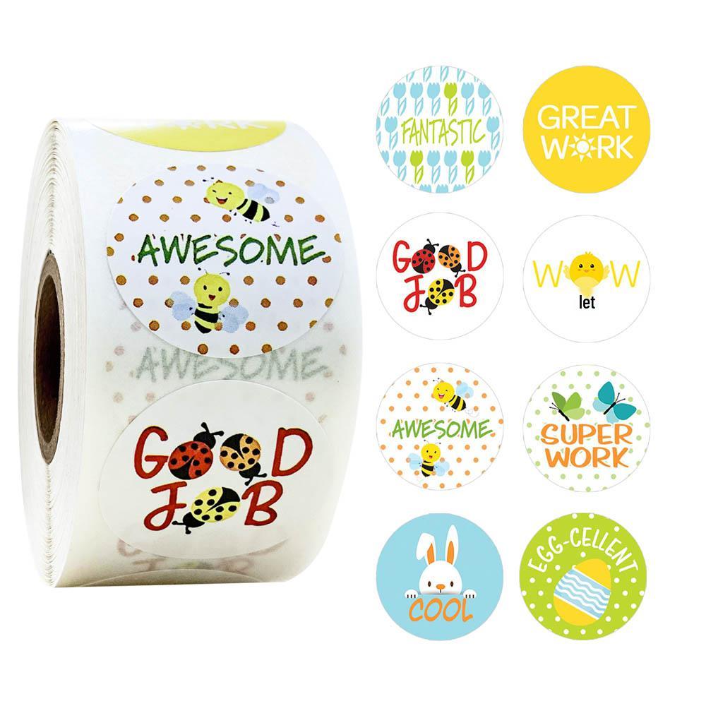 500/roll Children's Reward Stickers: Creative Cartoon Animals for Teacher Praise & Student Encouragement