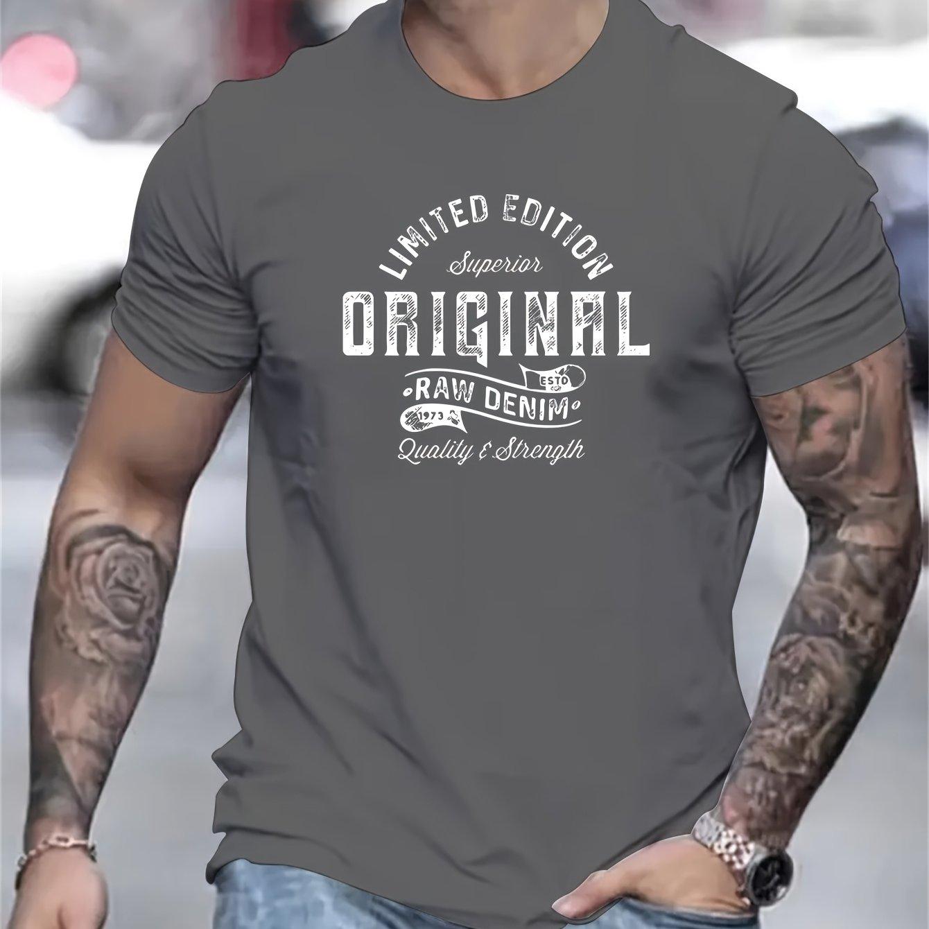 Casual Loose Comfortable Top Fashion Print Short Sleeve Simple T-Shirts Men’s XXXL серый