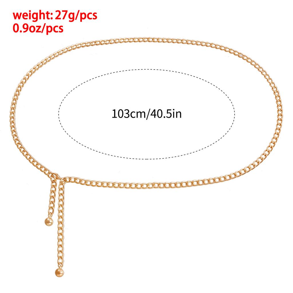 Accessories, Women'S Decorative Belt Metal Thin Waist Chain, Simple Skirt Single-Layer Aluminum Waist Chain