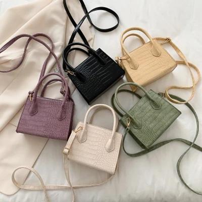 Malé crossbody tašky z PU kůže s krokodýlím vzorem a jednobarevné pro ženy Letní dámské kabelky přes rameno Ženské jednoduché nákupní tašky