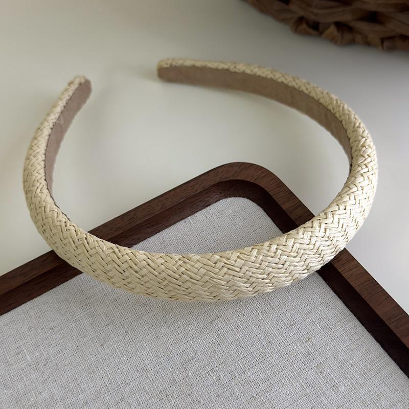 Bohemian Straw Wide-Brimmed Headband for Women - Vacation Style Hair Accessory