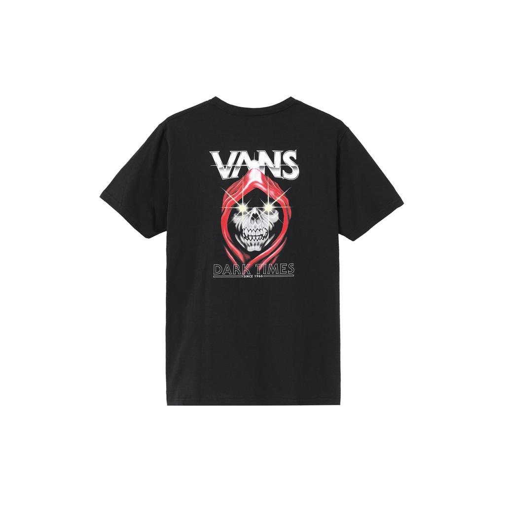 Vans T-shirty Męskie Czarne Okrągły Dekolt Umiarkowany Prosty Krój VN0A4MLVBLK