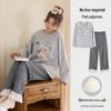 Pyjama en coton à manches longues pour femmes avec coussinets de poitrine - Pull mignon à dessin animé, col rond, adapté pour l'extérieur