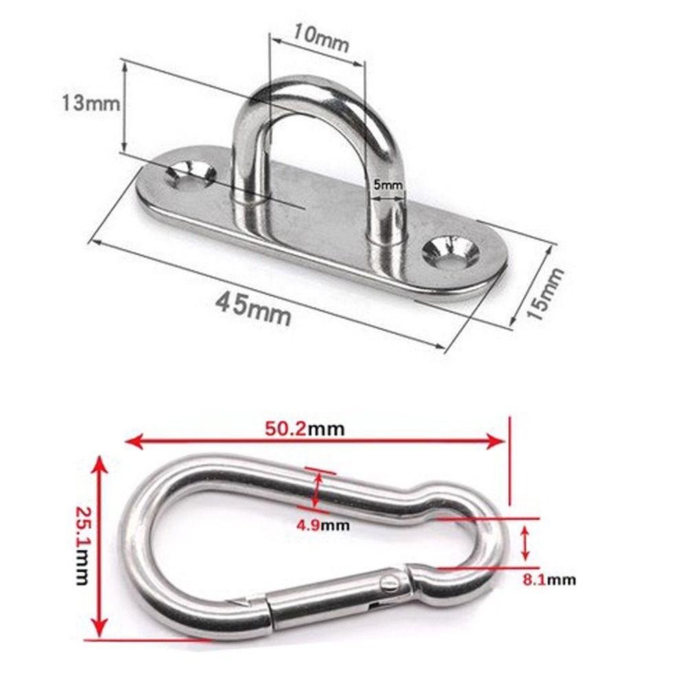1/5Set Mount Hook Wall U Boat Pad Mount Snap Hook Pad Eye Plate Stainless Steel U Hooks