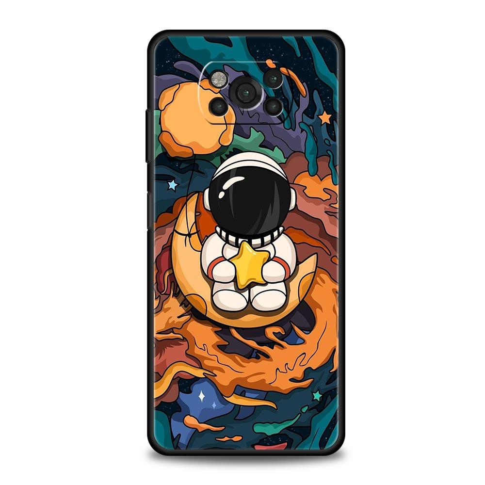 Cartoon Cute Cosmonaut Phone Case for Xiaomi Poco F7 F6 F5 F4 F3 X6 X5 X4 X3 NFC F7 Ultra M4 C51 C55 GT 5G Soft TPU Cover Fundas