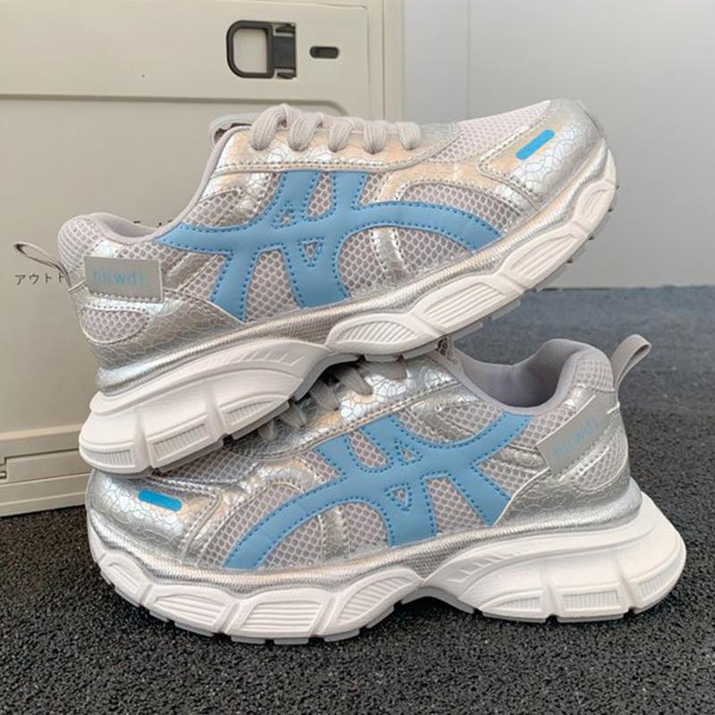 Fashion Mix Color Platform Sports Shoes Women Spring Autumn Breathable Mesh Running Sneakers Woman Lace Up Non Slip Shoes Female