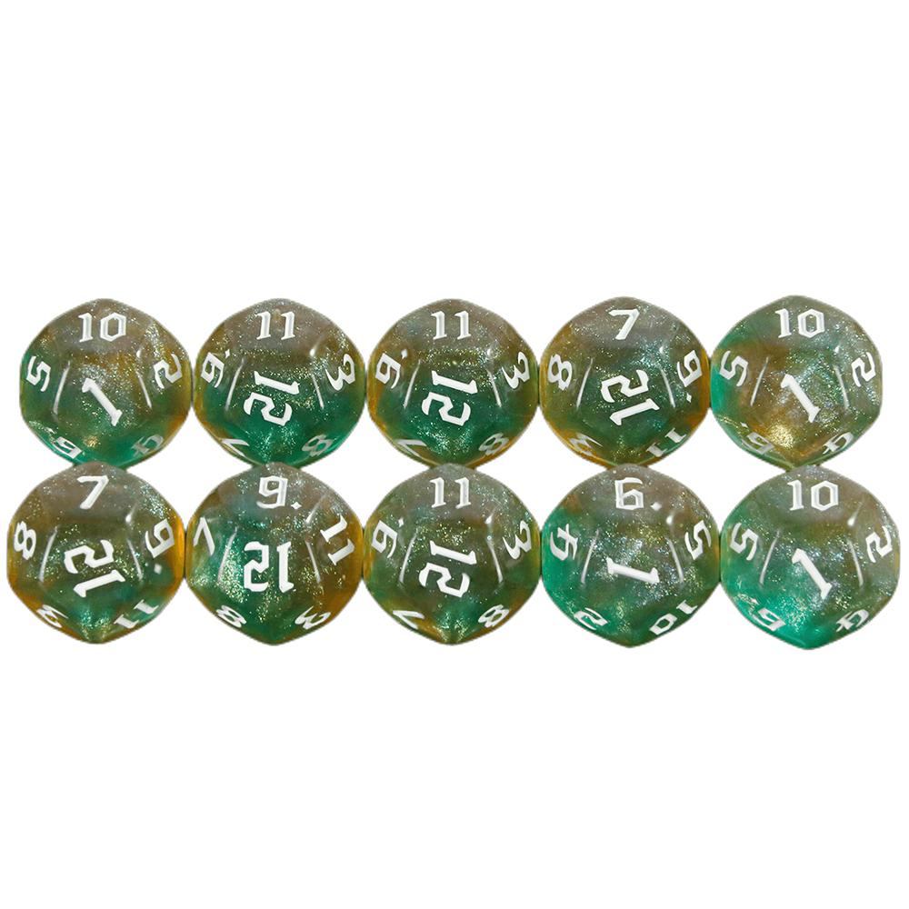 Polyhedral D12 Dice 10pcs 12 Sided Double Color with Glitter Dice for Role Playing GameD&D Boardgame Dice Set
