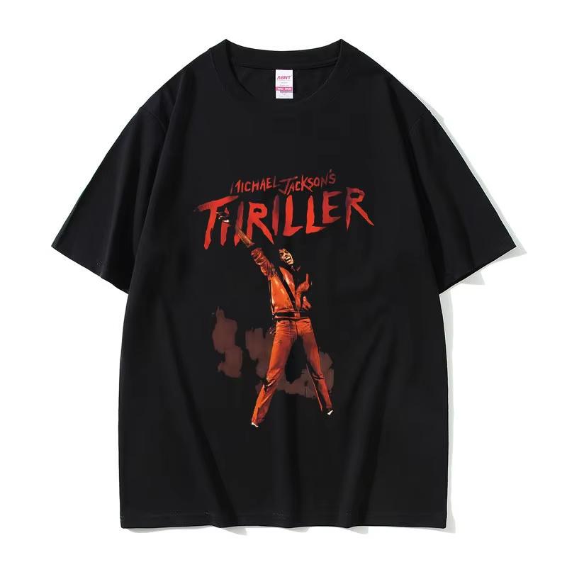 Michael Jackson Thriller Merch Tshirt Men Women Vintage Gothic Rock Streetwear Male Fashion Casual Hip Hop Crewneck T Shirts L