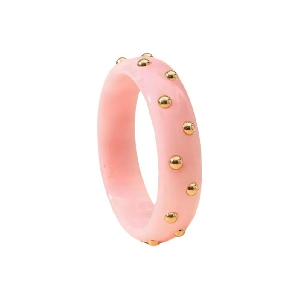 Gold Beads Stackable Bangle Round Shape Wrist Jewelry Fashion Wide Resin Bracelet Commute