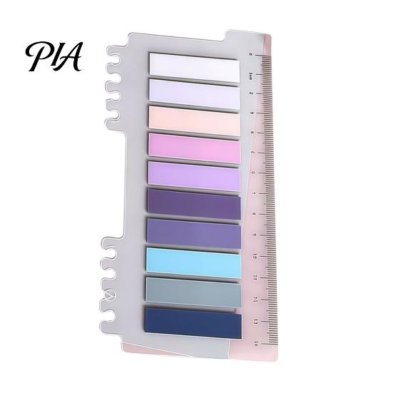 Morandi Color Page Markers Index Sticker Tabs with Built-in Scale Ruler, Transparent Portable Ruler Set PET Markers, Compact Writable Book Labels for