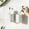 Simple Wall Mounted Mouthwash Cup With Holder Drill-Free Toothpaste Storage Shelf Bathroom Storage Organizer Portable Mouth Wash Cup Suit