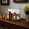 Indoor Halloween Ornaments Wooden BOO Napkin Holder, Cartoon Ghost Pumpkin Witch Hat Paper Towel Window Display Ornament Wood Table Centerpiece