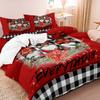 3pcs Christmas Gnome Red Truck Snowflake Tree Checkered Duvet Cover Set  All-Season Cozy Bedding Bedroom, Christmas Decorations