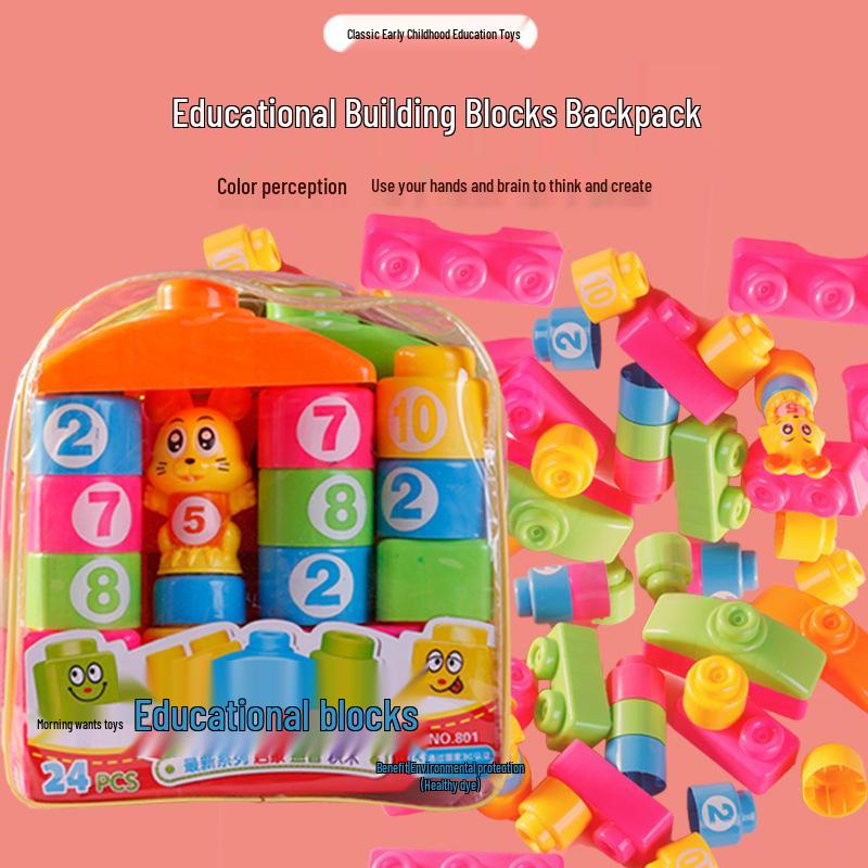 

Shengye Toys 801 Educational Cartoon Backpack Building Blocks Plastic