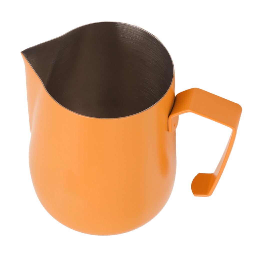 450ml Milk Frothing Pitcher 304 Stainless Steel Steaming Pitcher Milk Frother Pitcher for Coffee Shop Home Orange