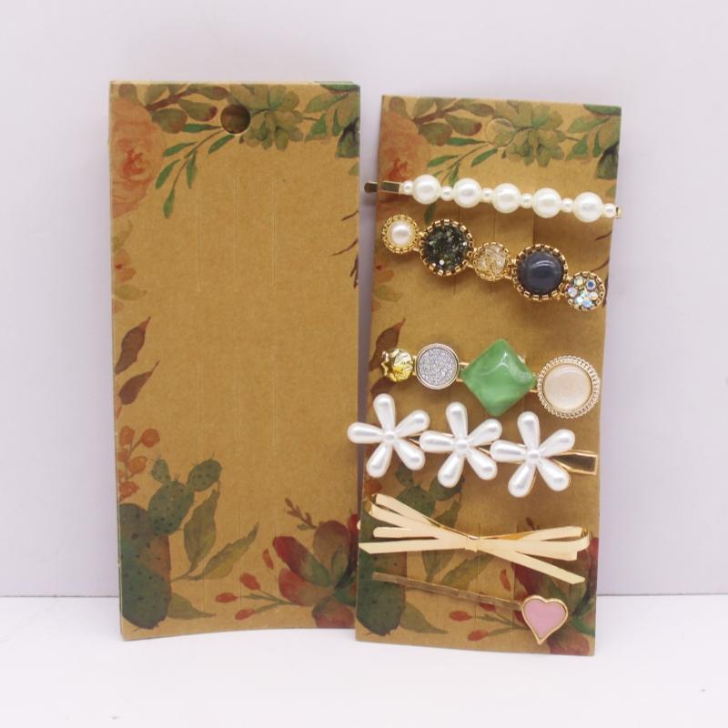 50pcs 15.5x6.5cm White/black/kraft Paper Color Multi Style Hair Clip Display Cards