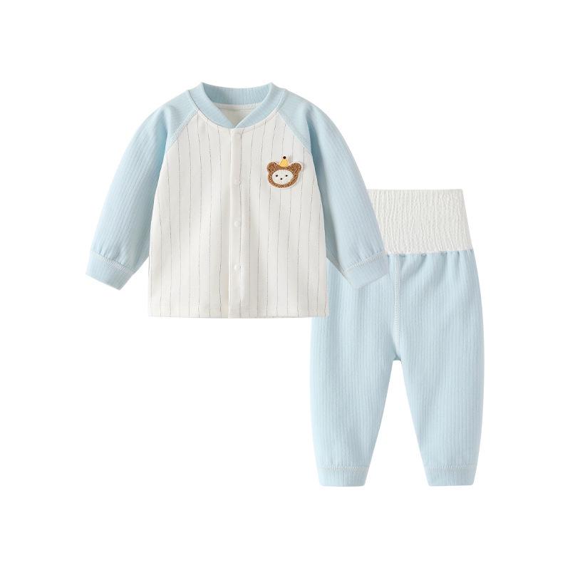 High Waist Pure Cotton Infant Set - Newborn Autumn/Spring Clothes & Pants with Belly Protection