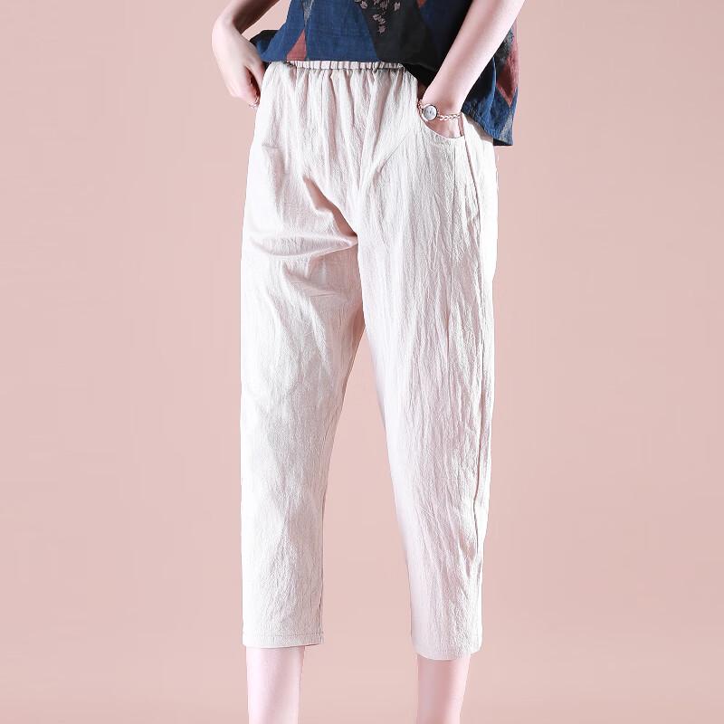 XUEXI Women s Loose Cotton Linen Cropped Pants 2XL