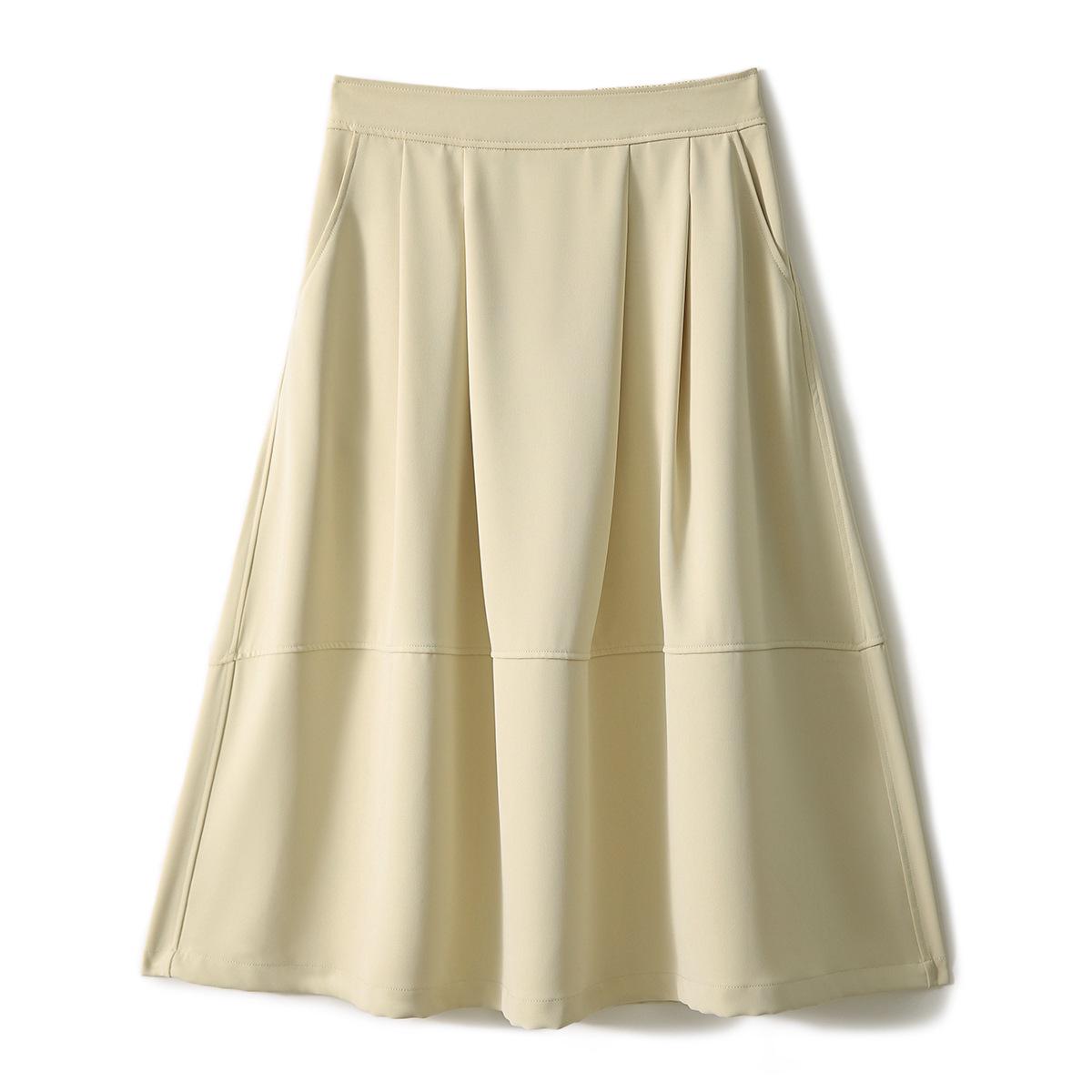 Elegant Hepburn-Style High Waist A-Line Mid-Length Skirt - Summer 2025 Women s Fashion Medium абрикосовый