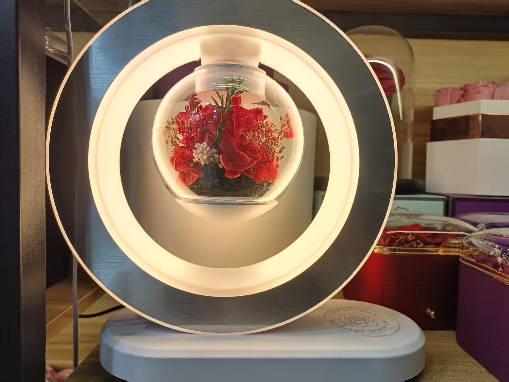 Hot Selling Birthday Gifts the Lamp and Eternal Rose Inside the Glass Ball Decorative Lamp Preservation Flower Lamp