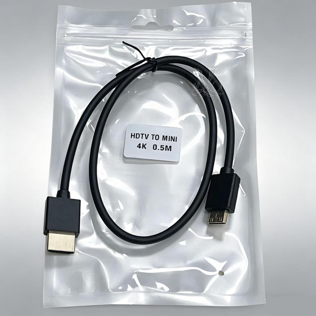 4K Mini HDMI To HDMI Thin Soft Cable, Pure Copper, HDMI 2.0 for DSLR Camera To Monitor Connection