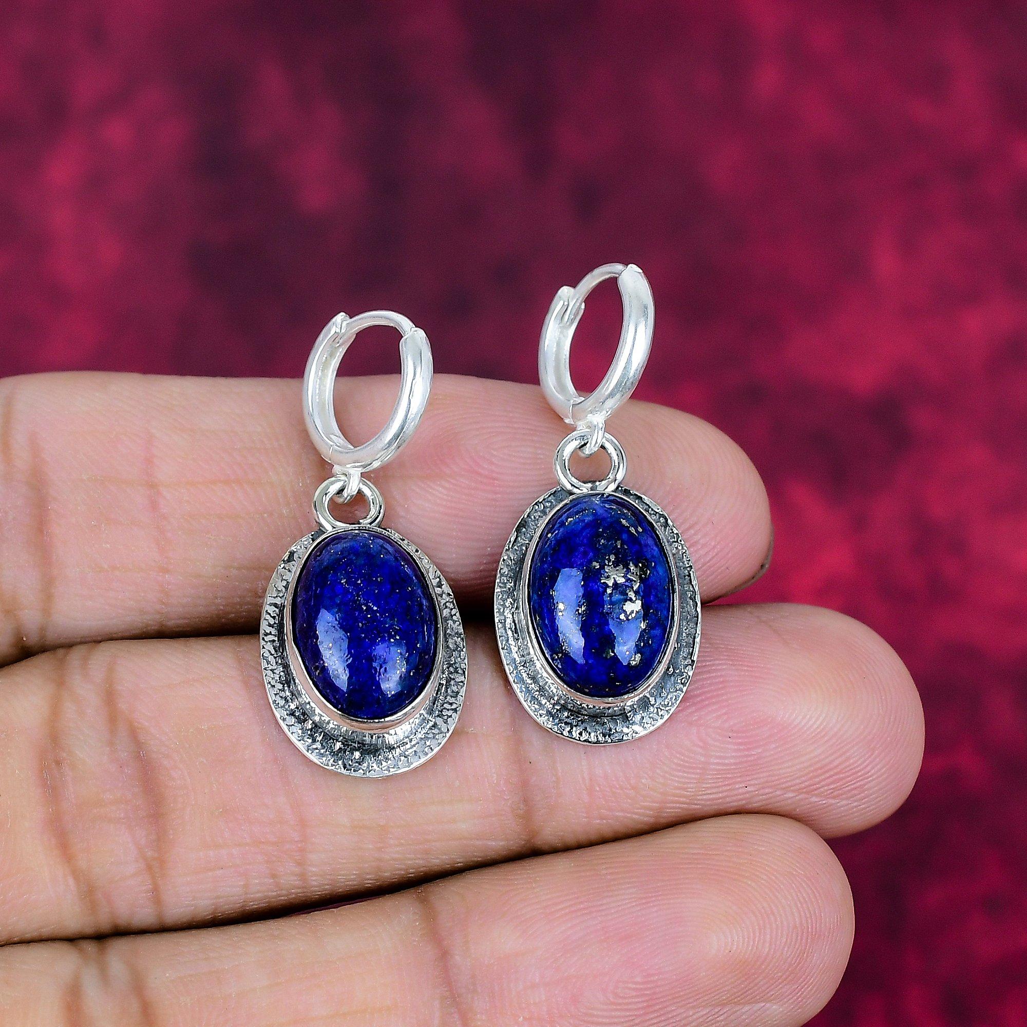 

Серьги ручной работы с драгоценными камнями содалит, серьги из цельного серебра 925 пробы, антикварные украшения, серьги для подарка на помолвку 1.38 Inches синий